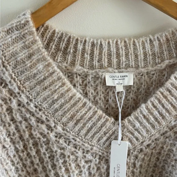 Gentle Fawn Neutral Waffle V-Neck Sweater - Picture 2 of 4